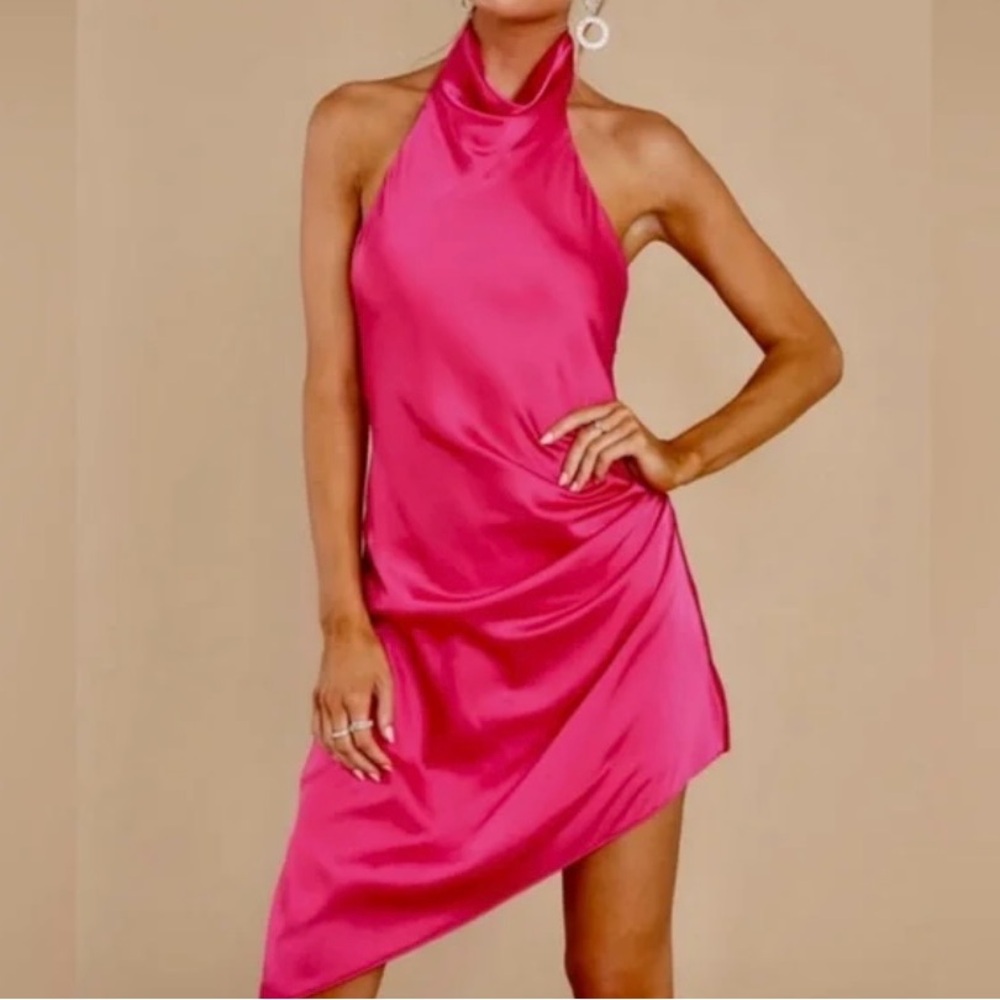 DO+BE Vibrant Pink Asymmetrical Dress